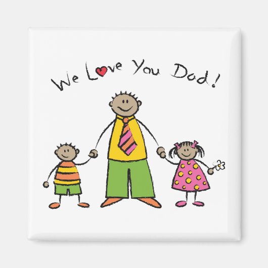 私たちは愛あなたパパ漫画の家族ハッピー父の日 マグネット (正面)