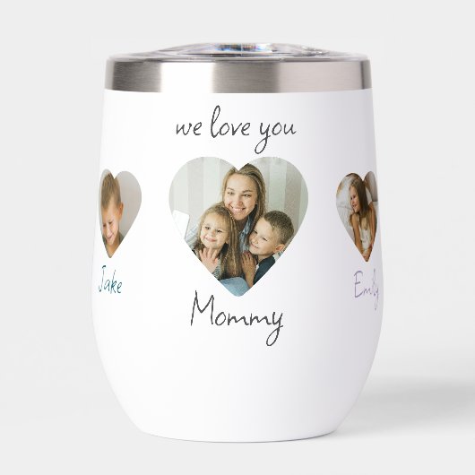 私たちは愛あなたママハート写真ウォーターボトル (正面)