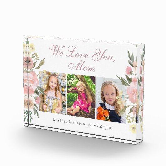 私たちは愛あなたママピンクフローラ母の日3 フォトブロック (右)