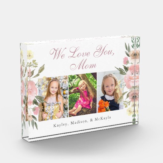 私たちは愛あなたママピンクフローラ母の日3 フォトブロック (左)