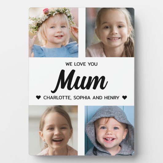 私たちは愛あなたママ家族の記念撮影コラージュ フォトプラーク (正面)