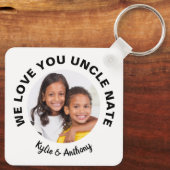 私たちは愛あなた叔父カスタムの写真と名前ホワイト キーホルダー (裏面)