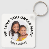 私たちは愛あなた叔父カスタムの写真と名前ホワイト キーホルダー (裏面)