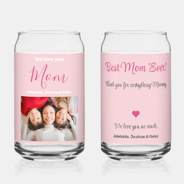 私たちは愛あなた最高ののママピンクの写真名カスタム前 ガラス缶