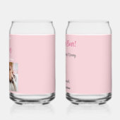 私たちは愛あなた最高ののママピンクの写真名カスタム前 ガラス缶 (左)