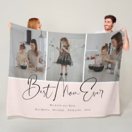 私たちは愛あなた最高ののママ常に家族の写真コラージュ フリースブランケット