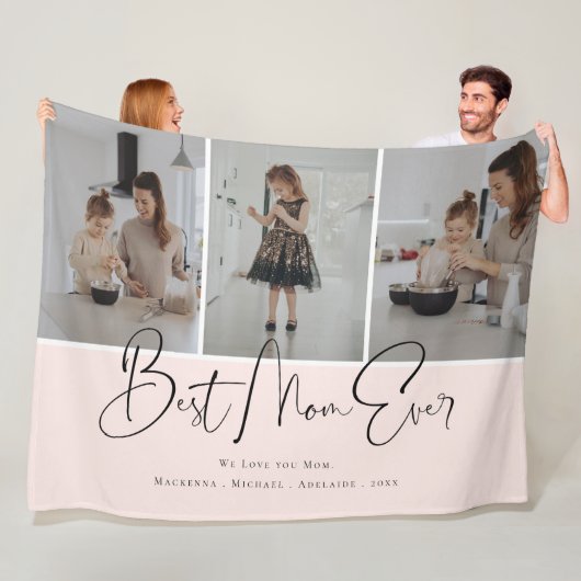 私たちは愛あなた最高ののママ常に家族の写真コラージュ フリースブランケット (インサイチュ)