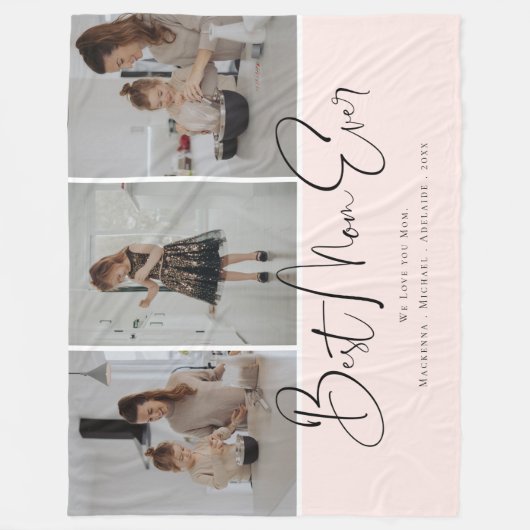 私たちは愛あなた最高ののママ常に家族の写真コラージュ フリースブランケット (正面)