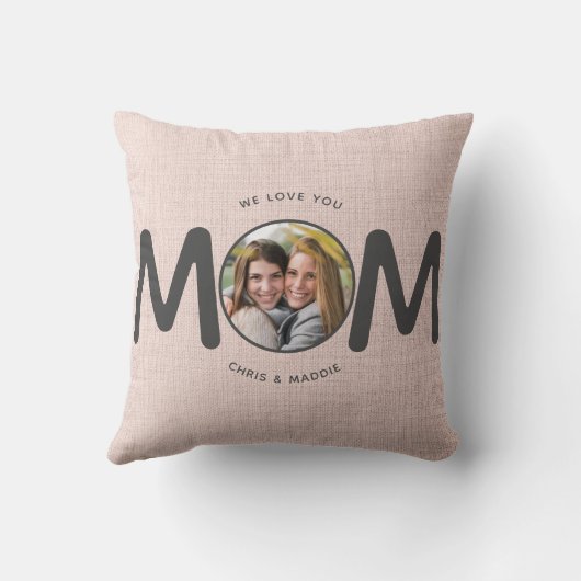 私たちは愛あなた母モダン母の日ギフトピンクの写真 クッション (裏面)