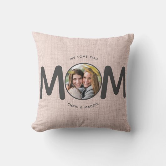 私たちは愛あなた母モダン母の日ギフトピンクの写真 クッション (正面)