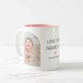 私たちは愛おばあちゃんナナ2 Photo Arch & Name 11 oz ツートーンマグカップ (正面左)