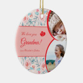 私たちは愛おばあちゃんピンクのフローラ子供の写真クリスマス セラミックオーナメント (右)