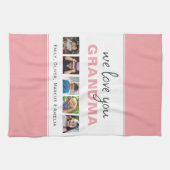 私たちは愛おばあちゃんピンクの孫5写真 キッチンタオル (横)
