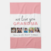 私たちは愛おばあちゃんピンクの孫5写真 キッチンタオル (縦)