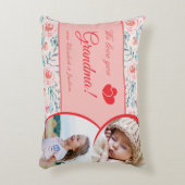 私たちは愛おばあちゃんピンクフローラバレンタインデーの写真 アクセントクッション (正面(垂直))