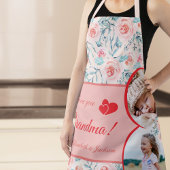 私たちは愛おばあちゃんピンクフローラバレンタインデーの写真 エプロン