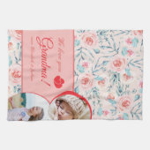 私たちは愛おばあちゃんピンクフローラバレンタインデーの写真 キッチンタオル (横)