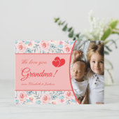 私たちは愛おばあちゃんピンクフローラバレンタインデーの写真 シーズンカード (スタンド正面)