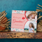 私たちは愛おばあちゃんピンクフローラバレンタインデーの写真 フォトプラーク (側面)