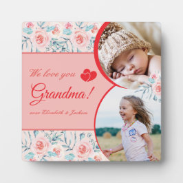 私たちは愛おばあちゃんピンクフローラバレンタインデーの写真 フォトプラーク