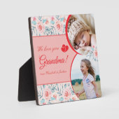 私たちは愛おばあちゃんピンクフローラバレンタインデーの写真 フォトプラーク (正面)