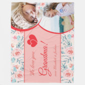 私たちは愛おばあちゃんピンクフローラバレンタインデーの写真 フリースブランケット (正面)