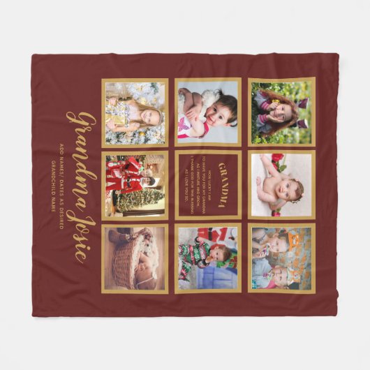私たちは愛おばあちゃんフォトコラージュカスタムブランド フリースブランケット (正面(横))