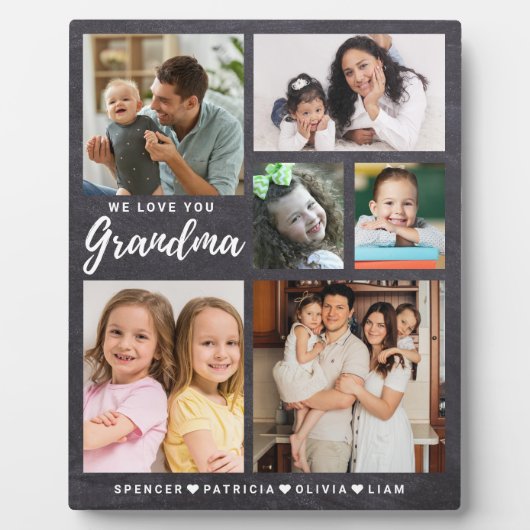 私たちは愛おばあちゃん孫6写真Chalkboard フォトプラーク (正面)