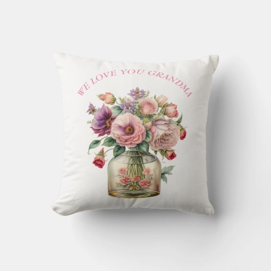 私たちは愛おばあちゃん花の花瓶を追加の写真 クッション (正面)