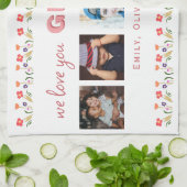 私たちは愛おばあちゃん花5写真キープサケ キッチンタオル (折り畳み)