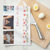 私たちは愛おばあちゃん花5写真キープサケ キッチンタオル (四つ折り)