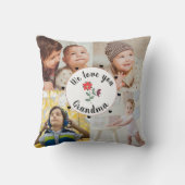 私たちは愛おばあちゃん4枚の写真パーソナライズされたを記念撮影 クッション (裏面)