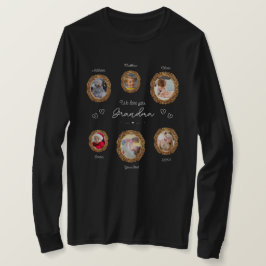 私たちは愛おばあちゃん6つの写真と文字とハート Tシャツ