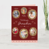 私たちは愛おばあちゃん6つの写真と文字レッド シーズンカード (正面)