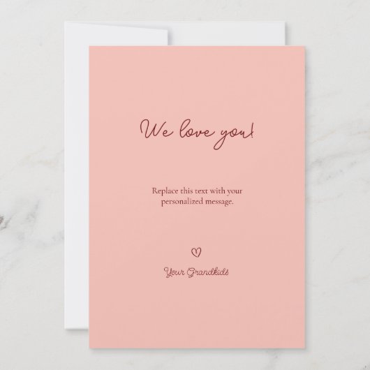 私たちは愛おばあちゃん6つの写真と文字赤いハート (裏面)