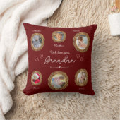 私たちは愛おばあちゃん6つの写真と文字赤いハート クッション (ブランケット)