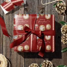 私たちは愛おばあちゃん6つの写真と文字赤いハート ラッピングペーパー