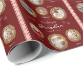 私たちは愛おばあちゃん6つの写真と文字赤いハート ラッピングペーパー (ロールコーナー)