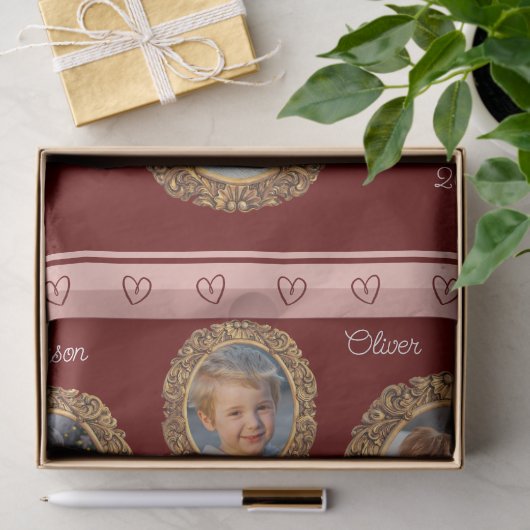 私たちは愛おばあちゃん6つの写真と文字赤いハート 薄葉紙 (ギフト)