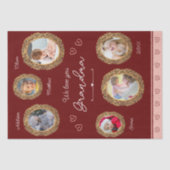 私たちは愛おばあちゃん6つの写真と文字赤いハート 薄葉紙 (正面)