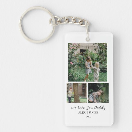 私たちは愛してあなたパパカスタム、3 Photo Keychain キーホルダー (正面)