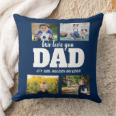 私たちは愛してあなたパパネイビーブルー4フォトコラージュ クッション (ブランケット)