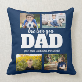 私たちは愛してあなたパパネイビーブルー4フォトコラージュ クッション