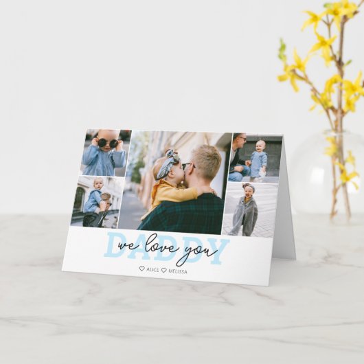 私たちは愛してあなたパパ手書きスクリプトフォトカード カード (黄色い花)