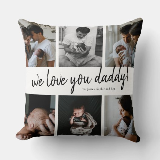 私たちは愛してあなたモダンパパ6フォトコラージュ父の クッション (正面)