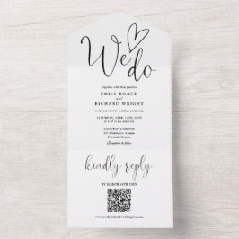 私たちは愛するハートQRコード白黒結婚の オールインワン招待状