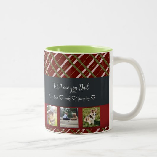 私たちは愛するパパカスタム、3 Photo Grid ツートーンマグカップ (右)