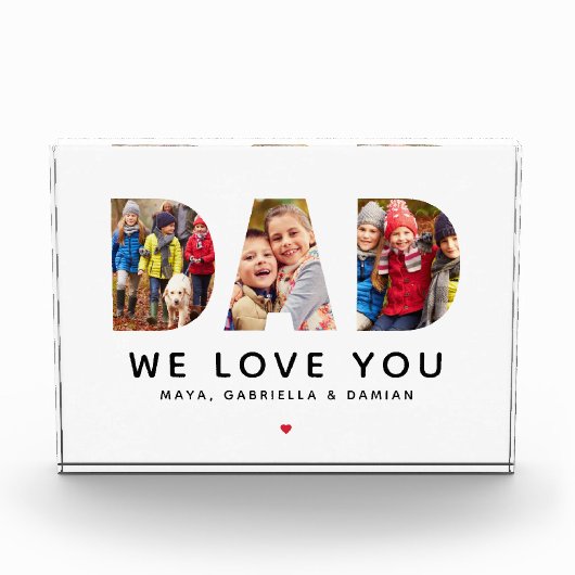 私たちは愛するパパパーソナライズされたコラージュ フォトブロック (正面)