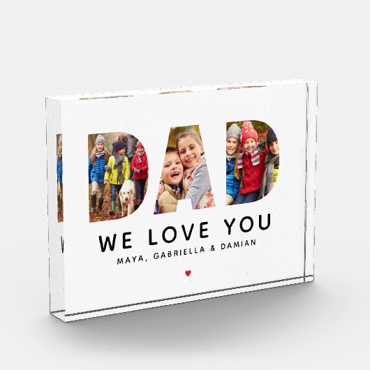 私たちは愛するパパパーソナライズされたコラージュ フォトブロック (左)