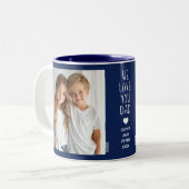 私たちは愛するパパ、2つの写真カスタム文字、海軍C41 ツートーンマグカップ (正面左)